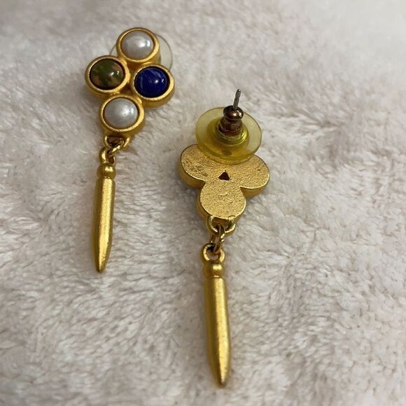 Vintage Y2K Gold Matte Dangling Pierced Earrings - Picture 2 of 13